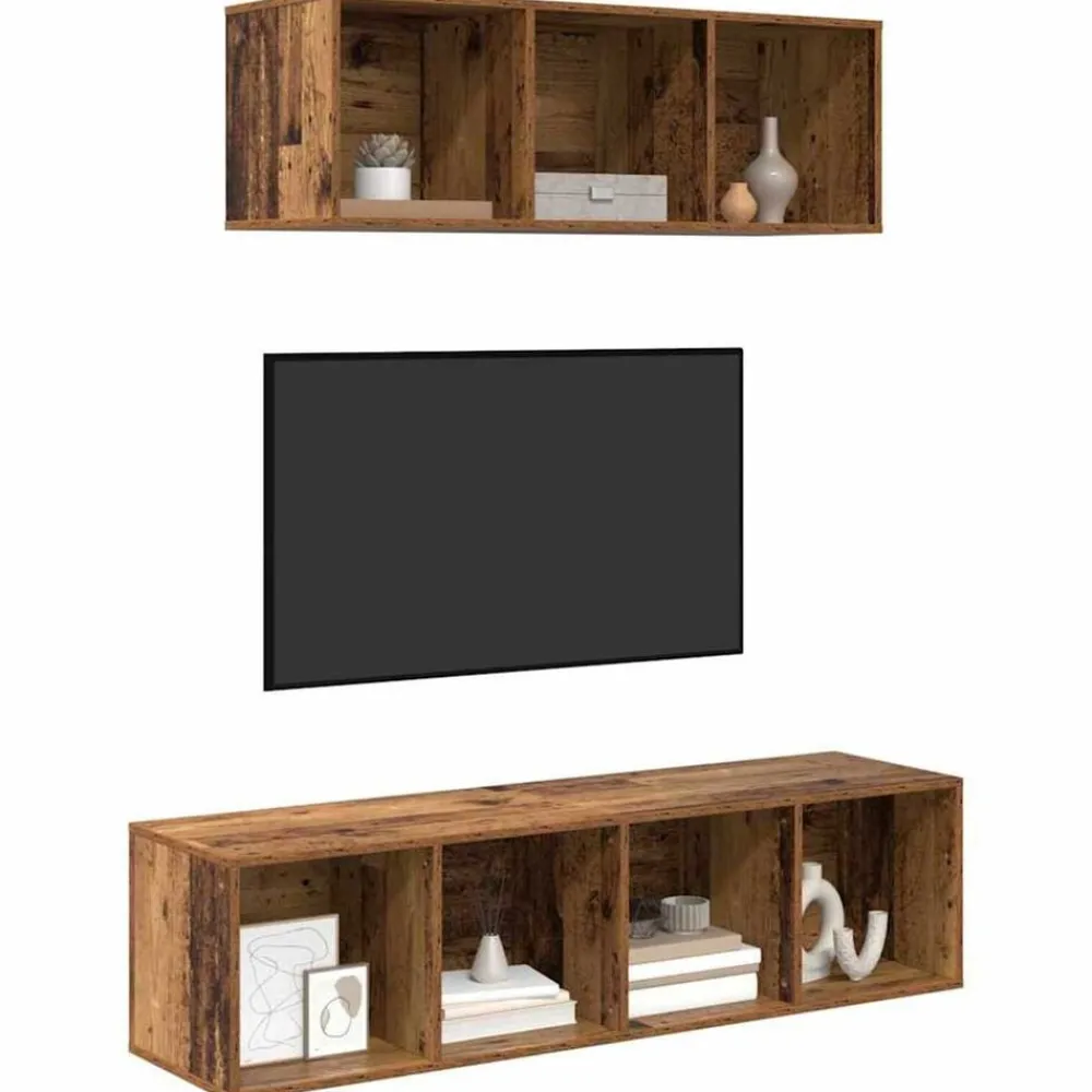 vidaXL Muebles Tv-Conjunto de mueble de TV Montaje en la pared 2 pcs