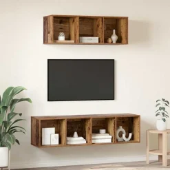 vidaXL Muebles Tv-Conjunto de mueble de TV Montaje en la pared 2 pcs