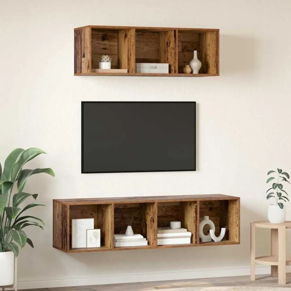 vidaXL Muebles Tv-Conjunto de mueble de TV Montaje en la pared 2 pcs