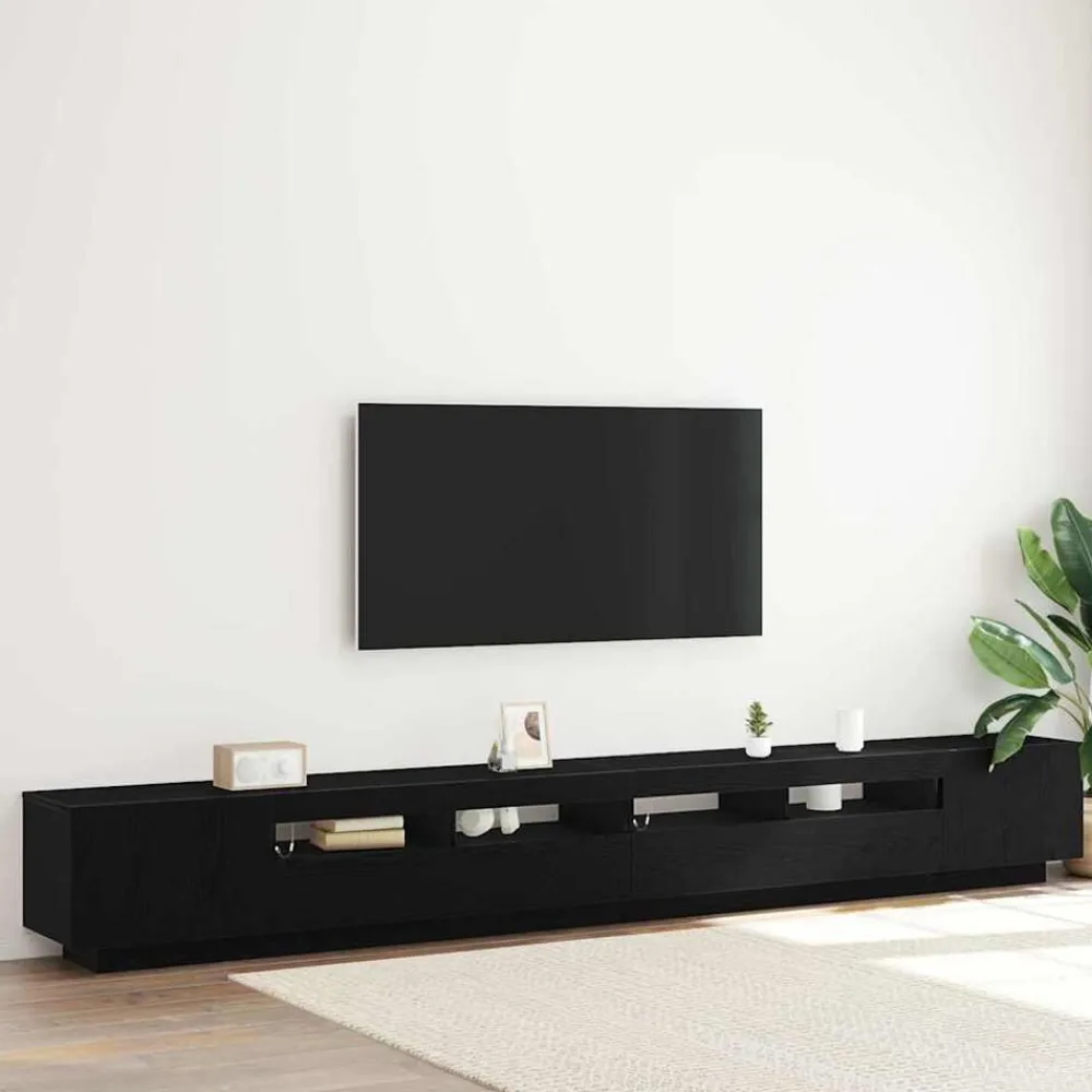 vidaXL Conjunto de mueble de TV 3 pcs Negro 300 x 35 x 40 cm Roble negro Clearance