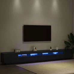 vidaXL Conjunto de mueble de TV 3 pcs Negro 300 x 35 x 40 cm Roble negro Clearance