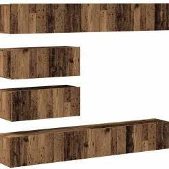 vidaXL Muebles Tv-Conjunto de mueble de TV 6 piezas montado la pared madera vieja