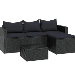 vidaXL Conjunto de muebles de jardín ratán sintético Negro Online