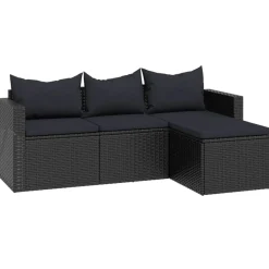 vidaXL Conjunto de muebles de jardín ratán sintético Negro Online