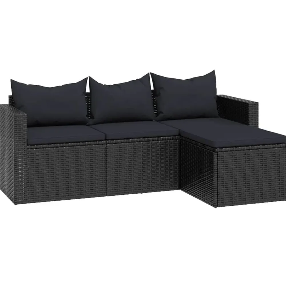 vidaXL Conjunto de muebles de jardín ratán sintético Negro Online