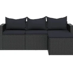vidaXL Conjunto de muebles de jardín ratán sintético Negro Online