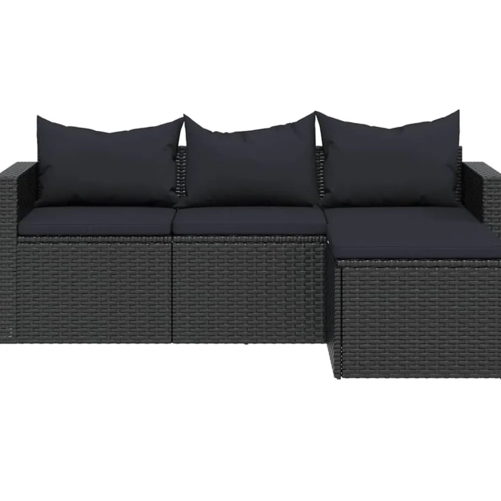 vidaXL Conjunto de muebles de jardín ratán sintético Negro Online