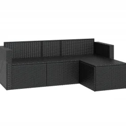 vidaXL Conjunto de muebles de jardín ratán sintético Negro Online