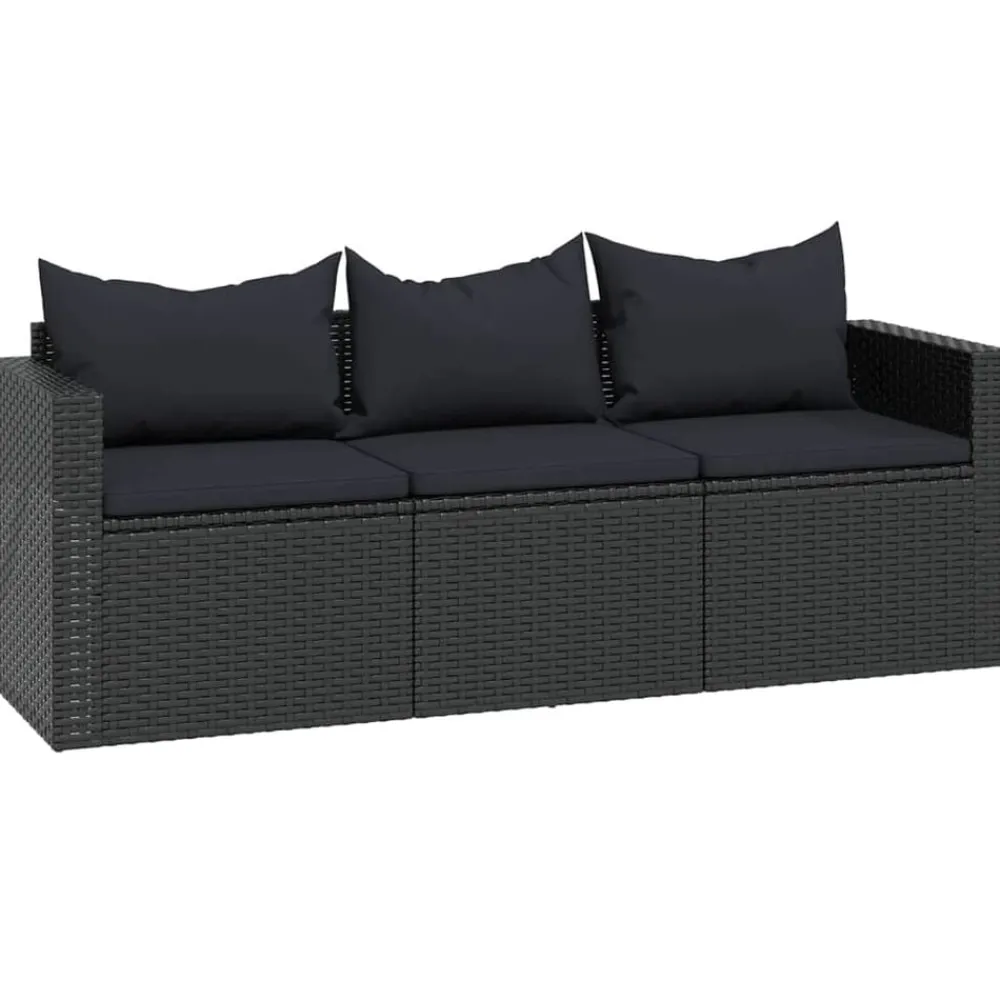 vidaXL Conjunto de muebles de jardín ratán sintético Negro Online