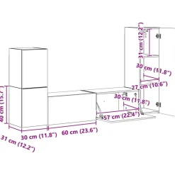 vidaXL Muebles Tv-Conjunto de mueble de TV 4 pcs Madera de ingeniería