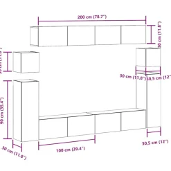 vidaXL Conjunto de mueble de TV 8 piezas montado la pared madera vieja Madera envejecida Outlet