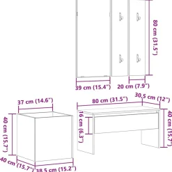 vidaXL Conjunto de muebles de recibidor 5 pcs Madera de ingeniería Roble negro Clearance