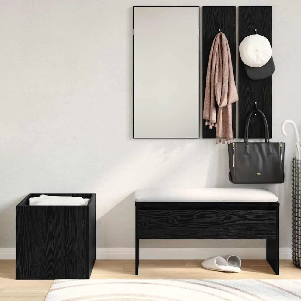 vidaXL Conjunto de muebles de recibidor 5 pcs Madera de ingeniería Roble negro Clearance