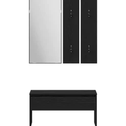 vidaXL Conjunto de muebles de recibidor 5 pcs Madera de ingeniería Roble negro Clearance