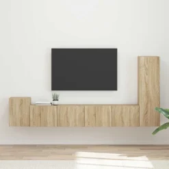 vidaXL Muebles Tv-Conjunto de mueble de TV Montaje en la pared 3 pcs
