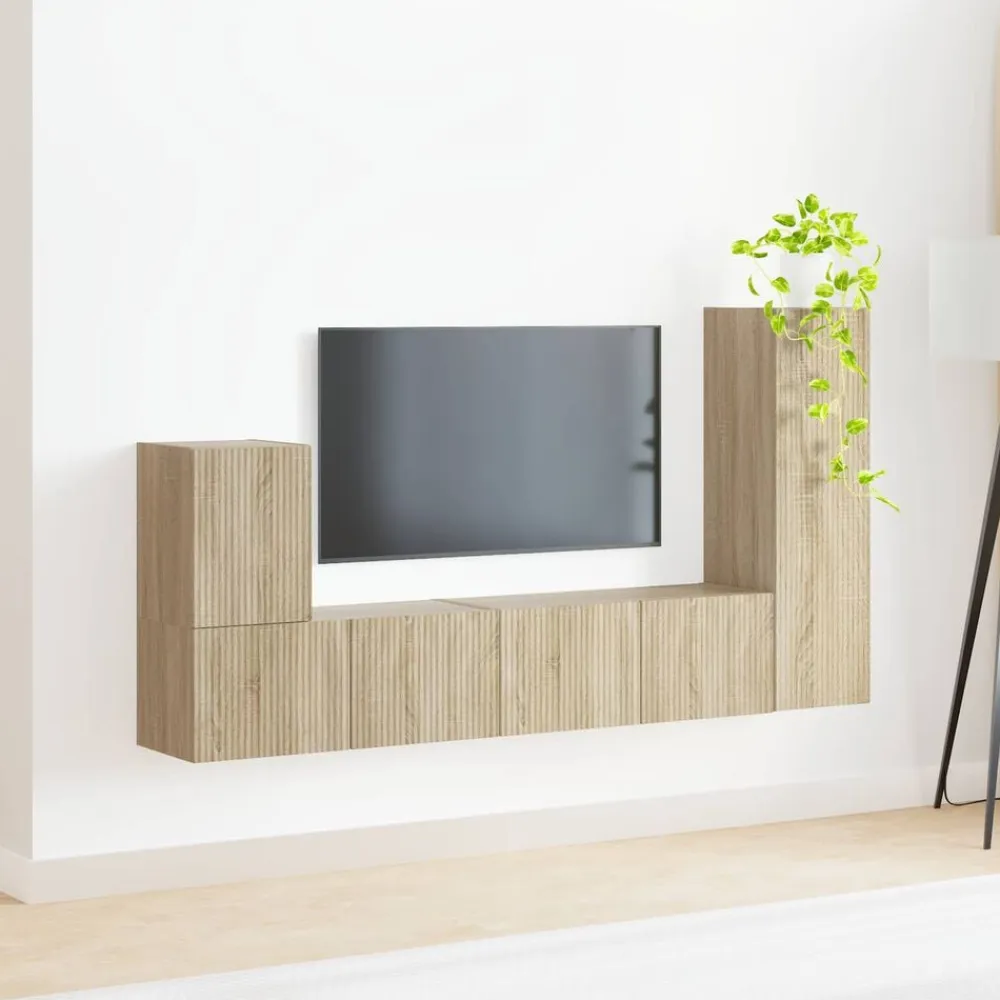 vidaXL Muebles Tv-Conjunto de mueble de TV Montaje en la pared 3 pcs