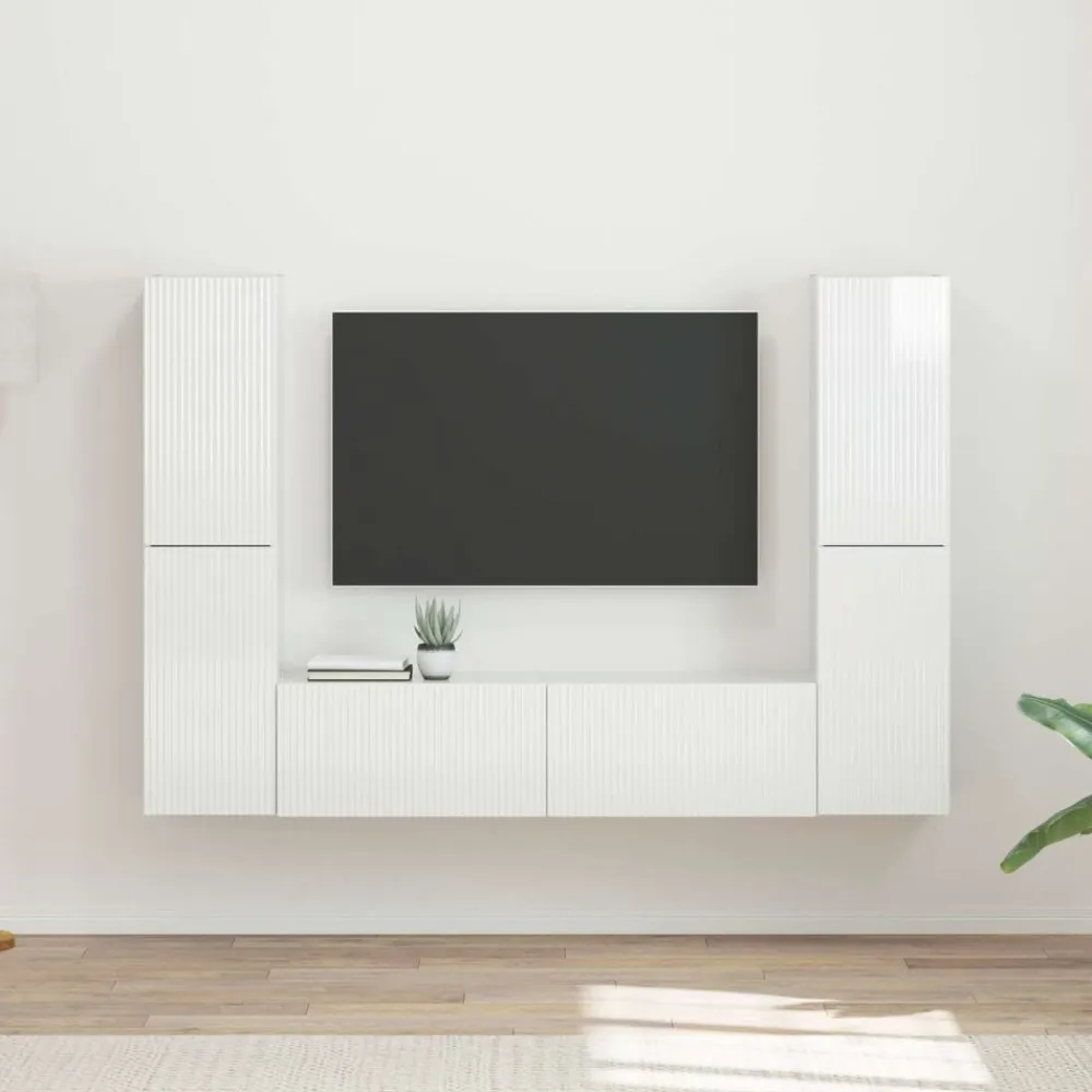 vidaXL Conjunto de mueble de TV 6 pcs Madera de ingeniería brillante