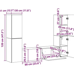 vidaXL Conjunto de mueble de TV 6 pcs Madera de ingeniería brillante