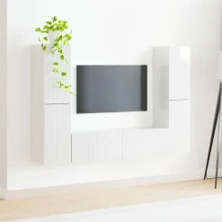 vidaXL Conjunto de mueble de TV 6 pcs Madera de ingeniería brillante