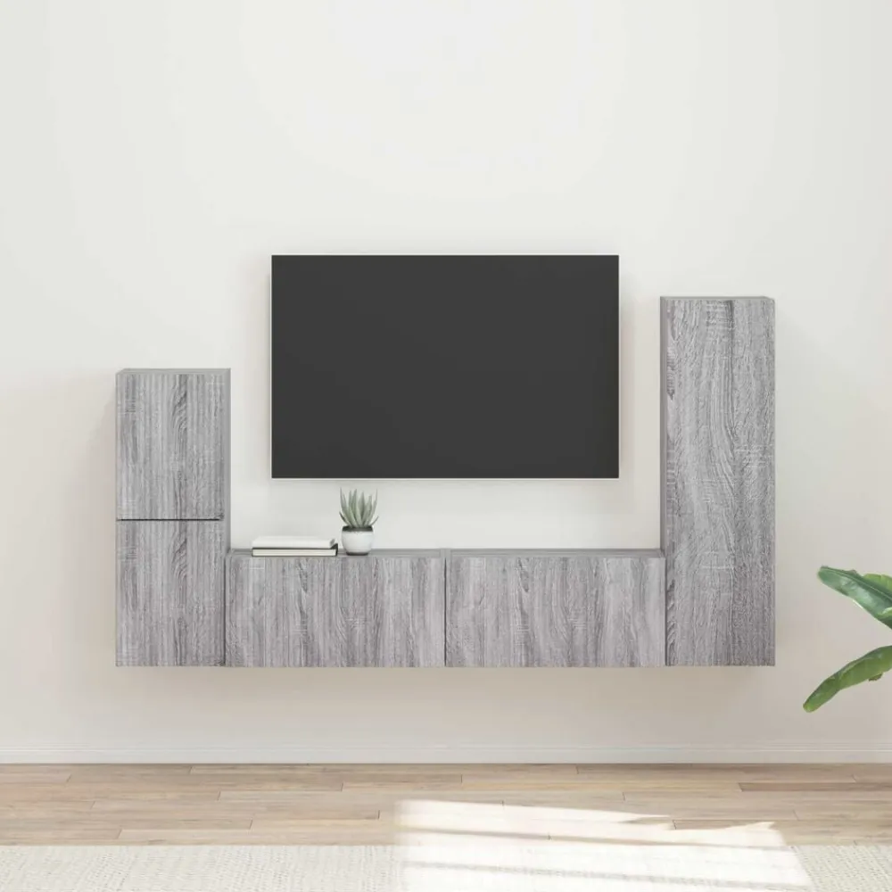 vidaXL Muebles Tv-Conjunto de mueble de TV 4 pcs Madera de ingeniería