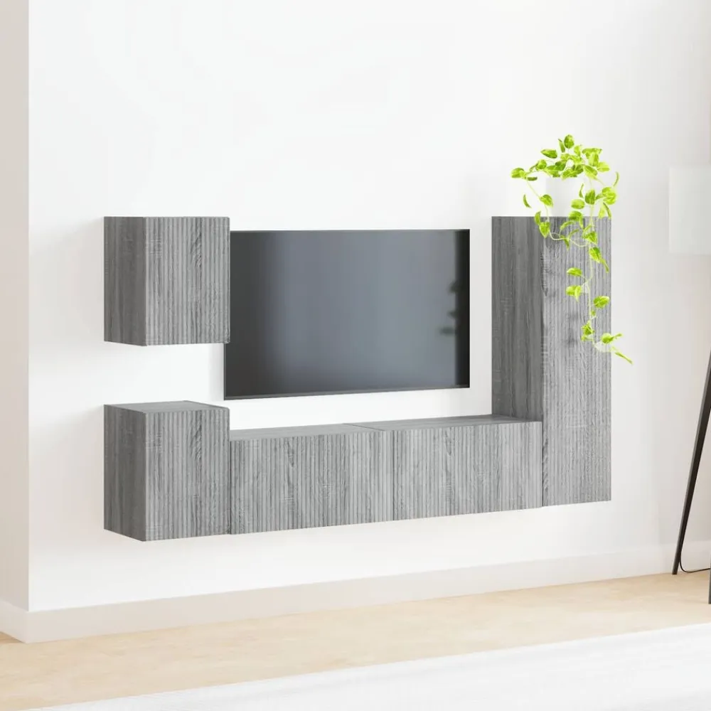 vidaXL Muebles Tv-Conjunto de mueble de TV 4 pcs Madera de ingeniería