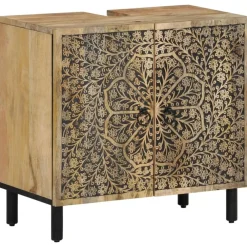 vidaXL Conjunto de muebles de baño 2 piezas madera maciza de mango Discount