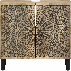 vidaXL Conjunto de muebles de baño 2 piezas madera maciza de mango Discount