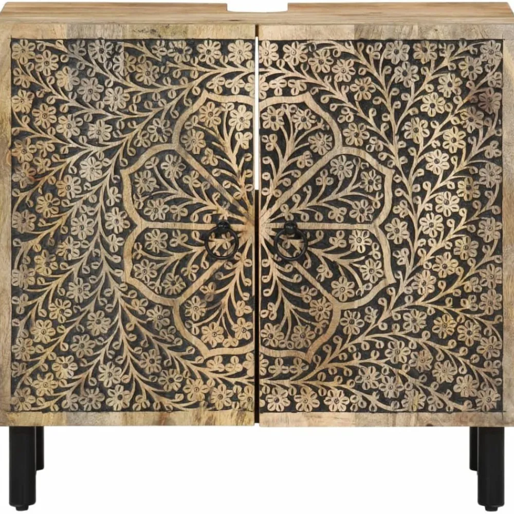 vidaXL Conjunto de muebles de baño 2 piezas madera maciza de mango Discount