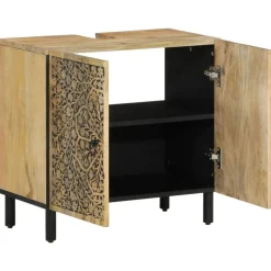 vidaXL Conjunto de muebles de baño 2 piezas madera maciza de mango Discount