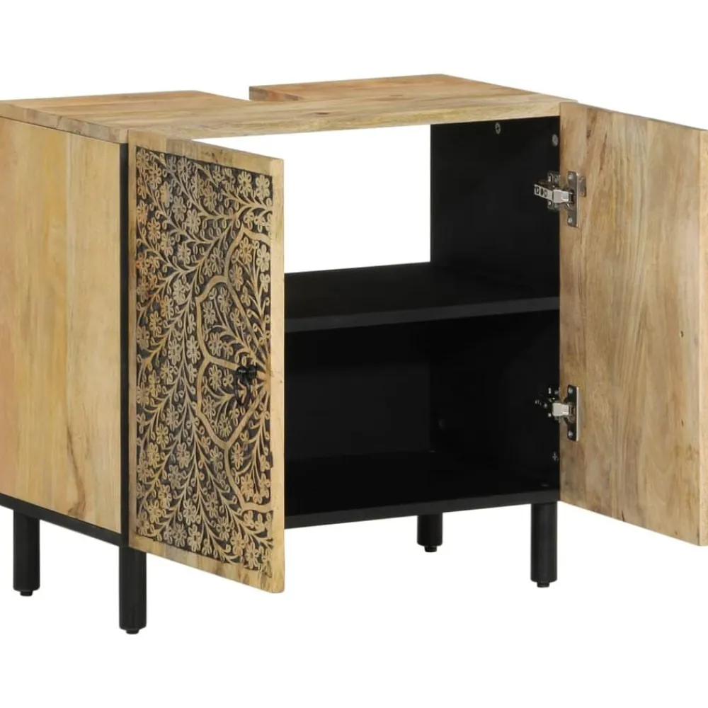 vidaXL Conjunto de muebles de baño 2 piezas madera maciza de mango Discount