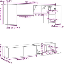 vidaXL Muebles Tv-Conjunto de mueble de TV 4 pcs Gris Concreto