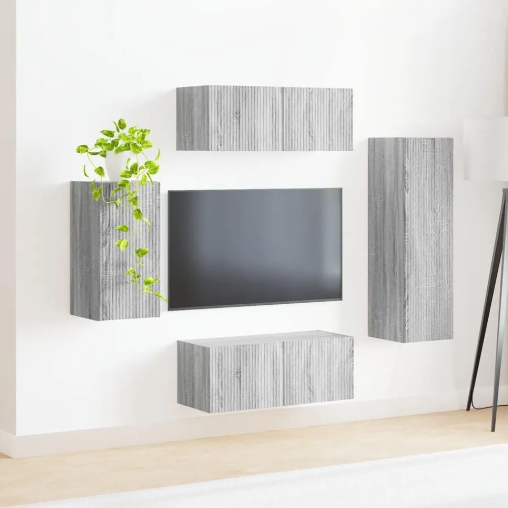 vidaXL Muebles Tv-Conjunto de mueble de TV 4 pcs Madera de ingeniería