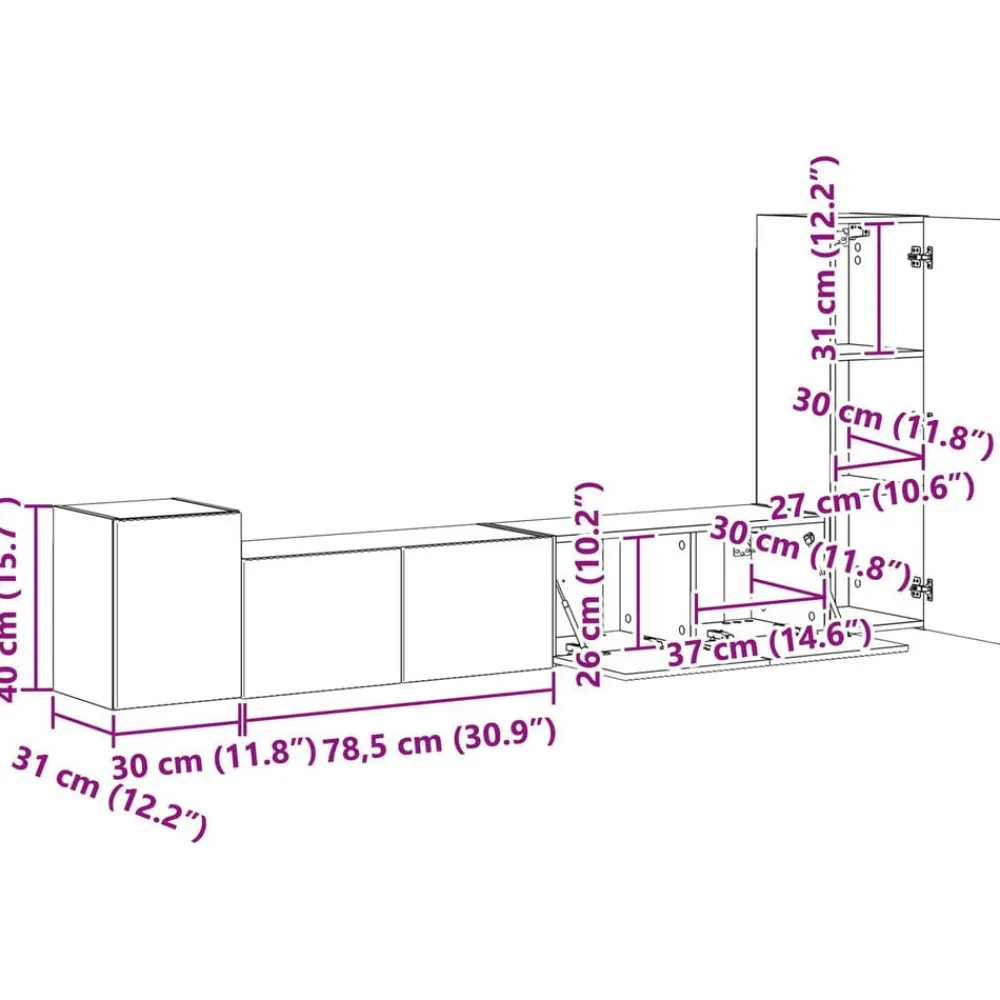 vidaXL Conjunto de mueble de TV 3 pcs Roble artesanal Roble artisan Online