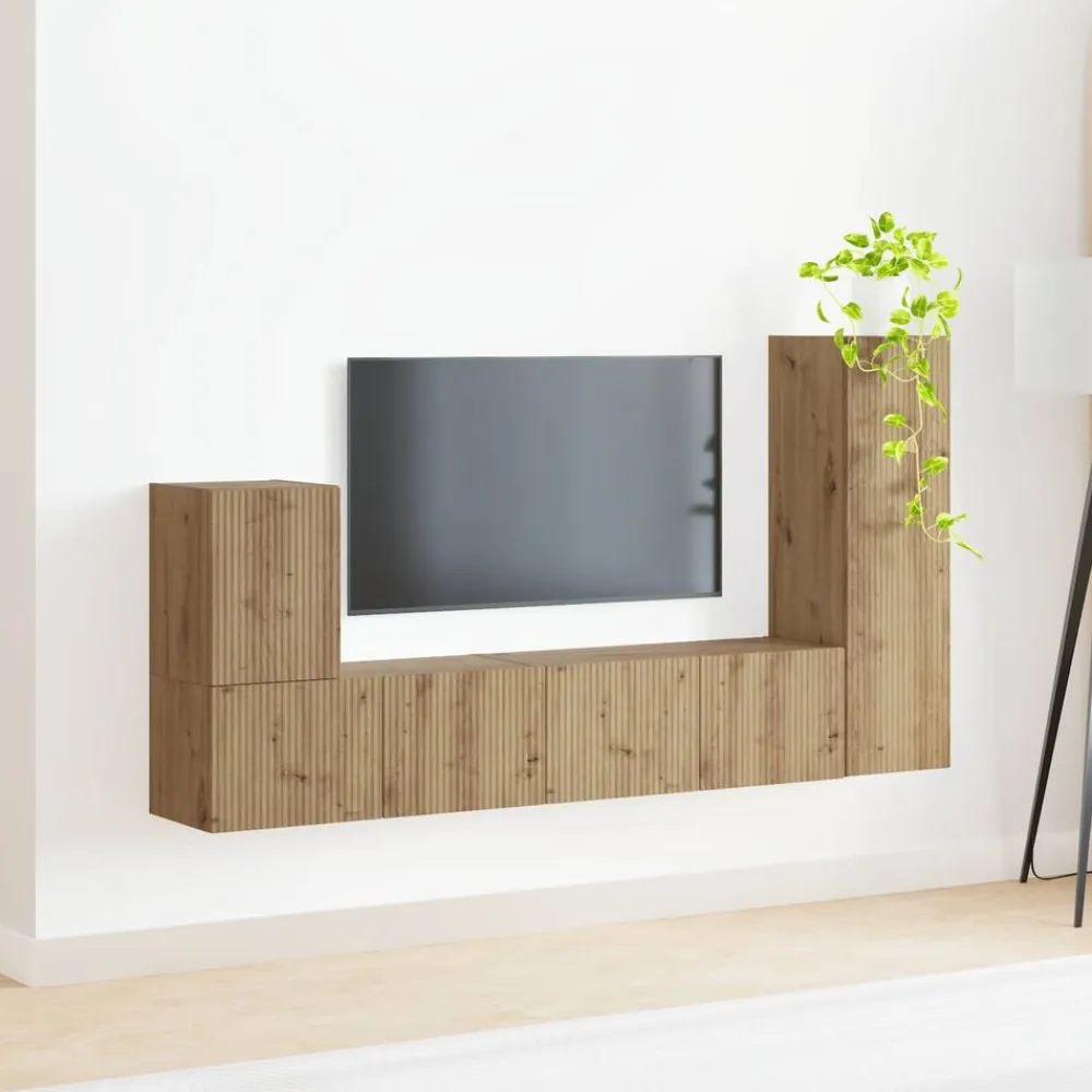 vidaXL Conjunto de mueble de TV 3 pcs Roble artesanal Roble artisan Online