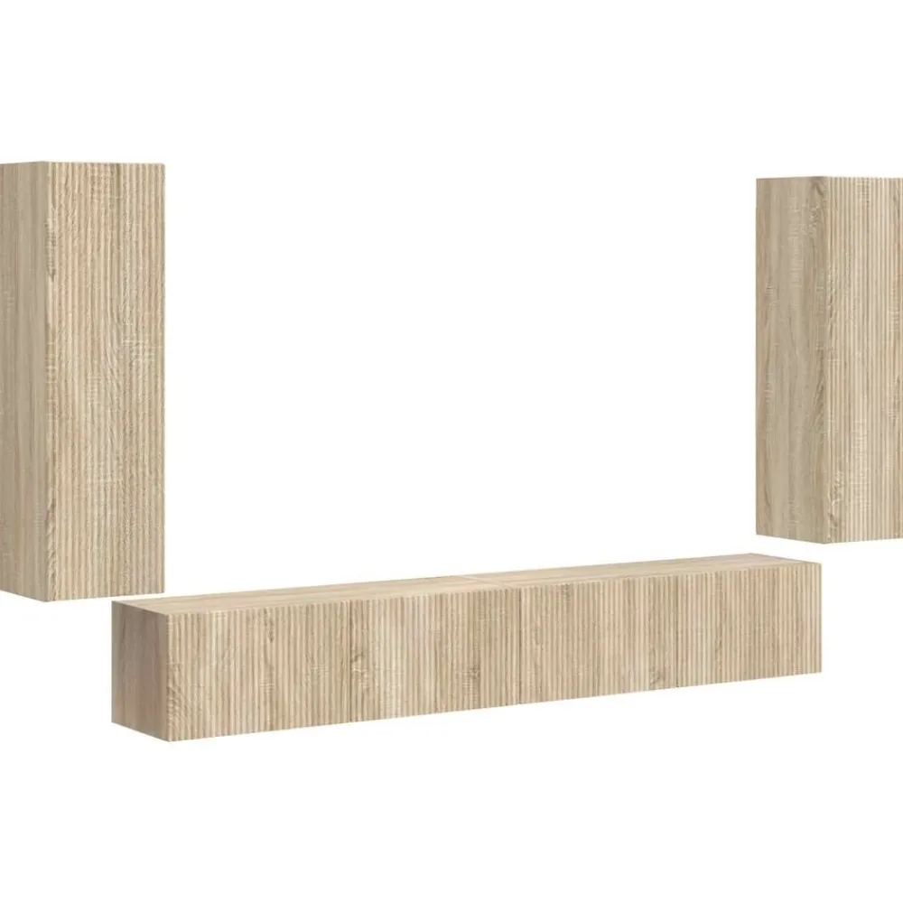 vidaXL Muebles Tv-Conjunto de mueble para TV de pared 4 pcs