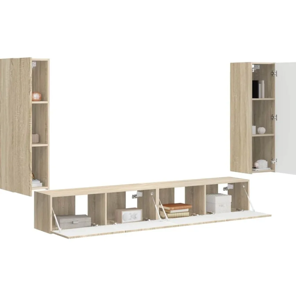 vidaXL Muebles Tv-Conjunto de mueble para TV de pared 4 pcs