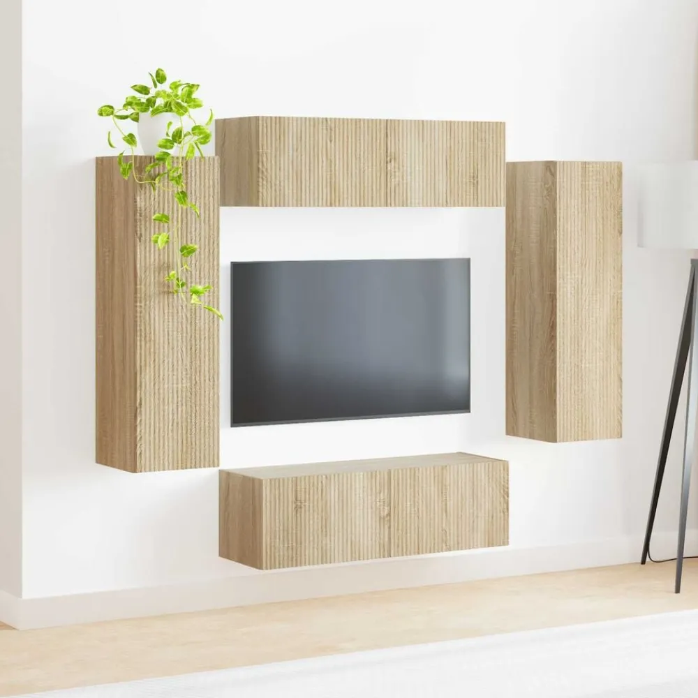 vidaXL Muebles Tv-Conjunto de mueble para TV de pared 4 pcs
