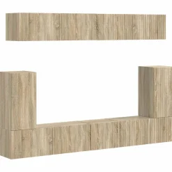 vidaXL Conjunto de mueble de TV Montaje en la pared 5 pcs Roble Sonoma Discount