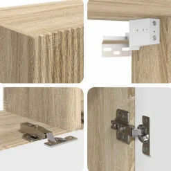 vidaXL Conjunto de mueble de TV Montaje en la pared 5 pcs Roble Sonoma Discount
