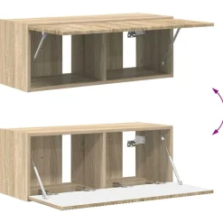 vidaXL Conjunto de mueble de TV Montaje en la pared 5 pcs Roble Sonoma Discount