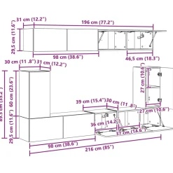 vidaXL Conjunto de mueble de TV Montaje en la pared 5 pcs Roble Sonoma Discount