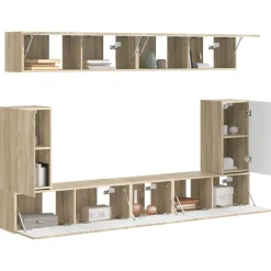 vidaXL Conjunto de mueble de TV Montaje en la pared 5 pcs Roble Sonoma Discount
