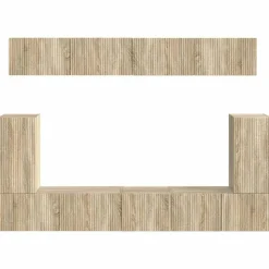 vidaXL Conjunto de mueble de TV Montaje en la pared 5 pcs Roble Sonoma Discount