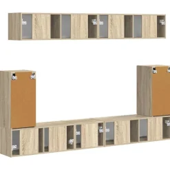 vidaXL Conjunto de mueble de TV Montaje en la pared 5 pcs Roble Sonoma Discount
