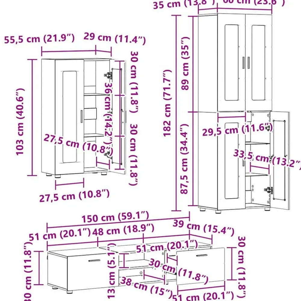 vidaXL Conjuntos De Muebles-Conjunto de mueble de TV FLORIN Madera de ingeniería