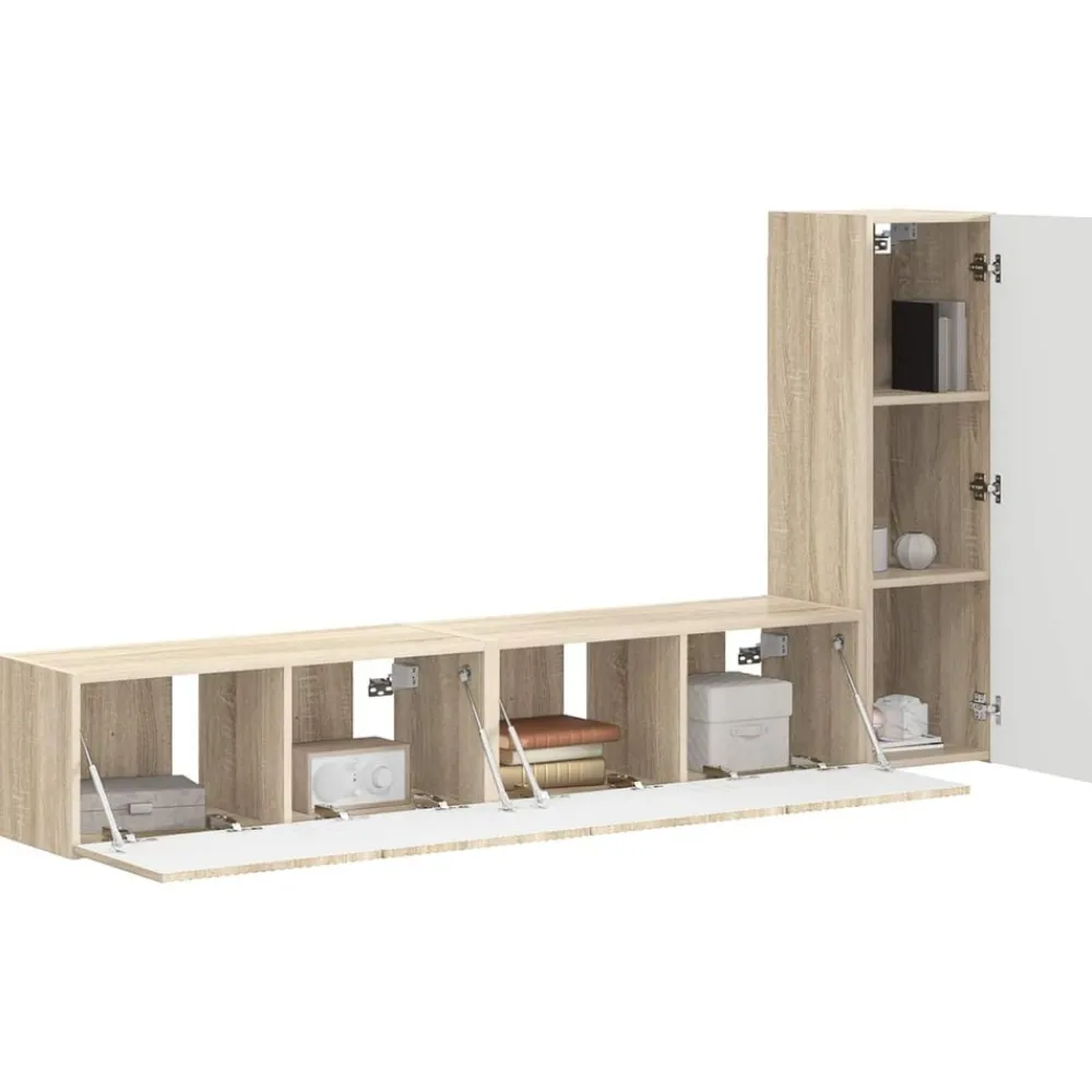 vidaXL Muebles Tv-Conjunto de mueble de TV Montaje en la pared 3 pcs