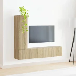 vidaXL Muebles Tv-Conjunto de mueble de TV Montaje en la pared 3 pcs