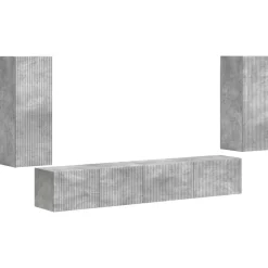 vidaXL Conjunto de mueble de TV 4 pcs Gris Concreto Gris hormigón Discount