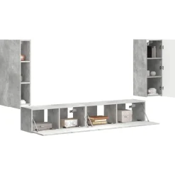 vidaXL Conjunto de mueble de TV 4 pcs Gris Concreto Gris hormigón Discount
