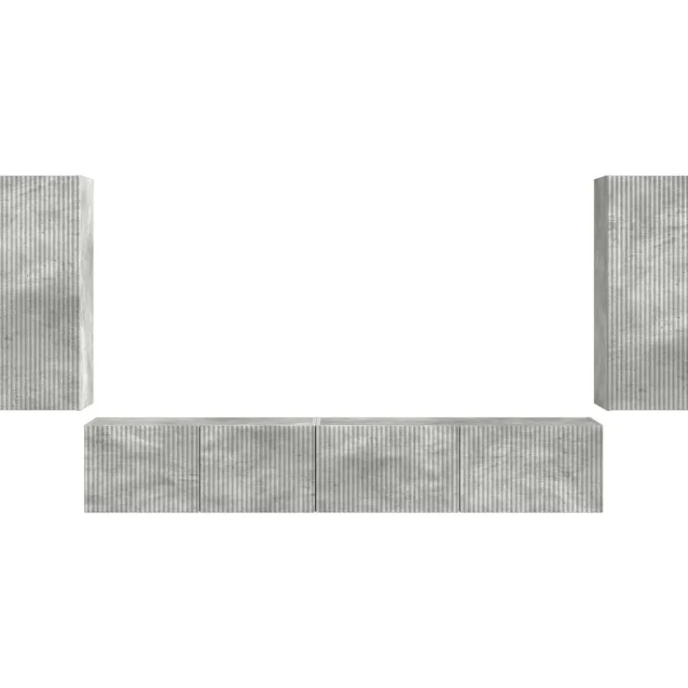 vidaXL Conjunto de mueble de TV 4 pcs Gris Concreto Gris hormigón Discount